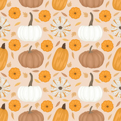 Autumn theme seamless pattern, vector art