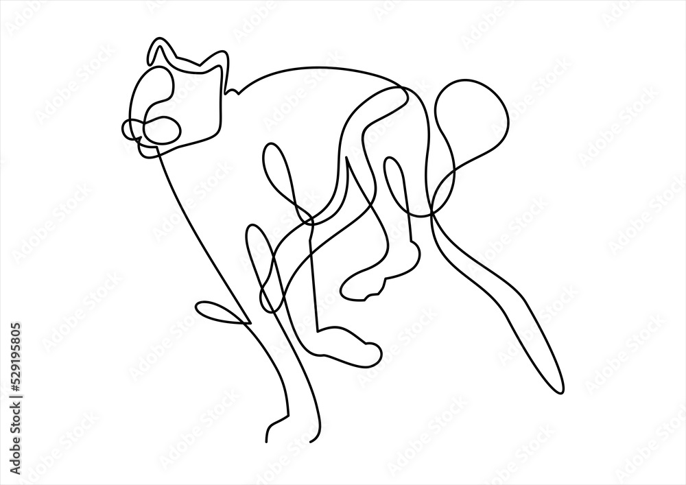 Poster running line leopard- continuous line drawing