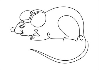 Mouse animal- continuous line drawing