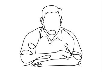 businessman with crossed arms - continuous line drawing
