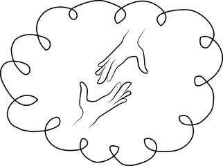 Contact service center icon in line art