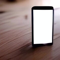 Smart phone on table for mockup display presentation 