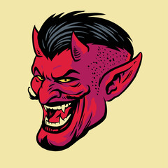 Angry Devil Head in Drawing style