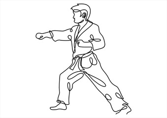 karate -continuous line drawing