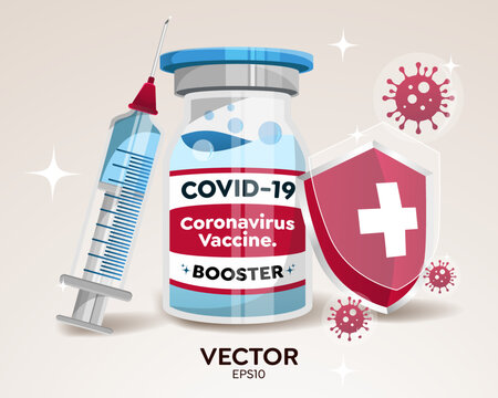 Omicron booster vaccine, vaccine against corona virus
Three doses of Covid-19 vaccine. Booster dose for high immunity. Syringes, vaccine bottles and shields to resist attacks from the omicron virus