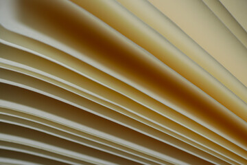 Obraz premium Antique book paper pages overlap, close up macro photography.