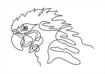 Continuous line drawing. Parrot bird. 