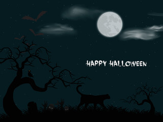 Happy halloween background design with vector illustration