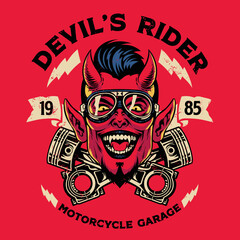 Vintage Shirt design of Devil Motorcycle rider