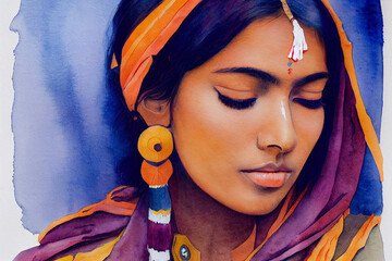 Beautiful indian woman. Young model girl.