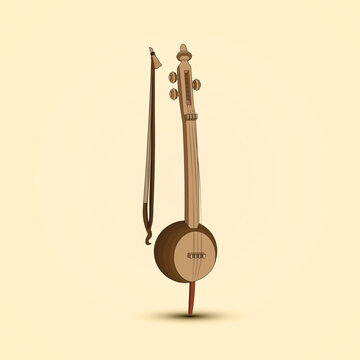 Kabak kemane, one of the Turkish folk music instruments. Vector illustration.