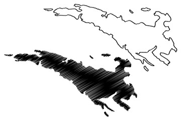 Koolan island (Western Australia, Commonwealth of Australia, Buccaneer Archipelago, Indian Ocean) map vector illustration, scribble sketch Koolan map