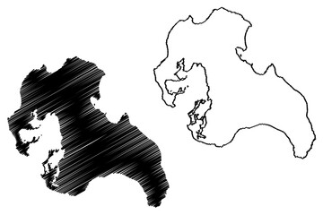 Katchal Island (Republic of India, Nicobar Archipelago, Indian Ocean) map vector illustration, scribble sketch Tihanyu map