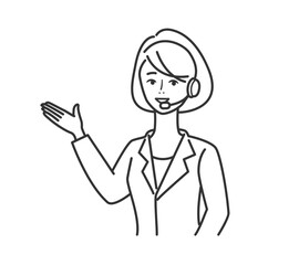 説明するスーツ姿の若い女性のイラスト