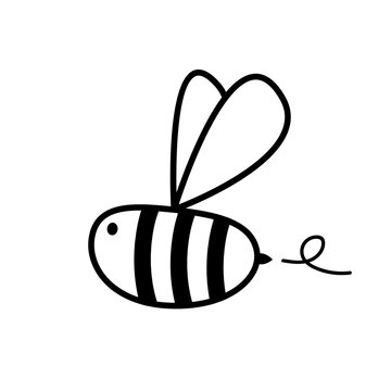 Bee cartoon vector. Bee character design. Bee icon on white background.