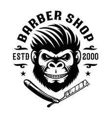 Barber ape illustration logo template