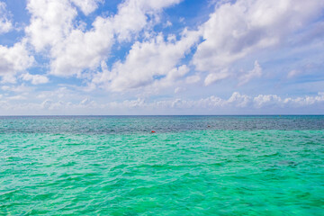 Obraz premium Tropical mexican beach clear turquoise water Playa del Carmen Mexico.