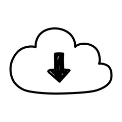 Hand drawn doodle icon - cloud download
