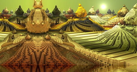 Fototapeta premium 3d fractal illustration. Abstract fractal in bright and colorful color. Abstract forms.