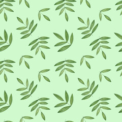 Watercolor seamless pattern with leaves Tropical print