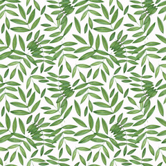 Fototapeta na wymiar Watercolor seamless pattern with leaves Tropical print