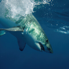 Obraz premium Dramatic action closeup of a shark attacking