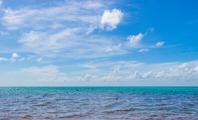 Fototapeta premium Tropical mexican beach clear turquoise water Playa del Carmen Mexico.