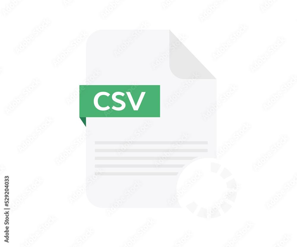 Poster csv file, comma-separated values document type. downoald file with csv flat design.
