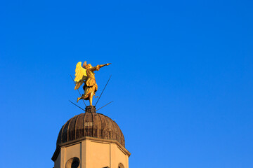 statue of the angel on the bell tower of the Church of Santa Maria di Castello in Udine