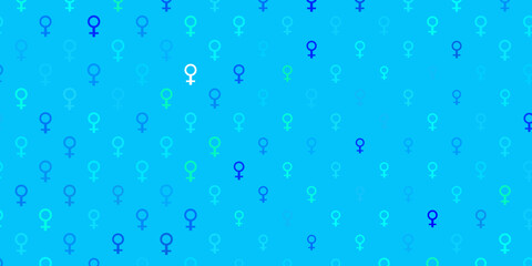Light Blue, Green vector texture with women rights symbols.