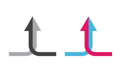 Two arrows merging, icon, vector collaboration, partnership, alliance, joining and growth concept for graphic design, logo, website, social media, mobile app.