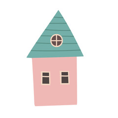 Cute house hand drawn illustration. Cozy home.  Flat design.