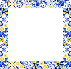Obraz premium Rectangle Portuguese Azulejos Tile Frame Border