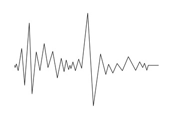 Earthquake seismogram or music volume beat wave signal. Seismograph vibration or magnitude recording chart. Polygraph lie test detector diagram record. Vector illustration.