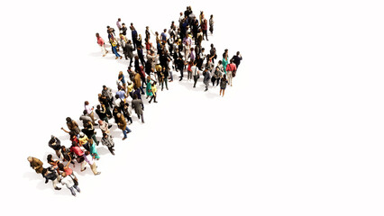 Concept or conceptual large community  of people forming the image of a religious christian cross. A 3d illustration metaphor for God, Christ, religion, spirituality, prayer, Jesus or belief