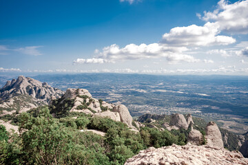 Fototapeta na wymiar Spectacular view from Montserrat mountains. Spain, Barcelona
