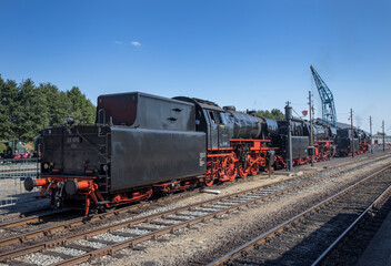 Plakat steam trains at steamfestival, beekbergen, loenen, veluwe, gelderland netherlands, nostalgia, industrial heritage, historic, rails, 