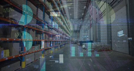 Image of financial data processing over warehouse