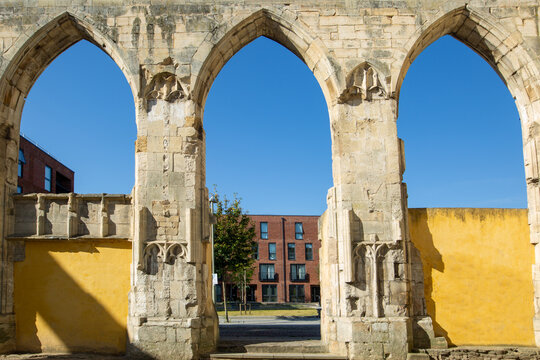 Ruins Greyfriars Walk, Glouster. England. without people