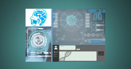 Image of scope scanning and medical data processing over digital screen