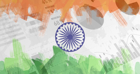 Composition of covid 19 statistics over indian flag