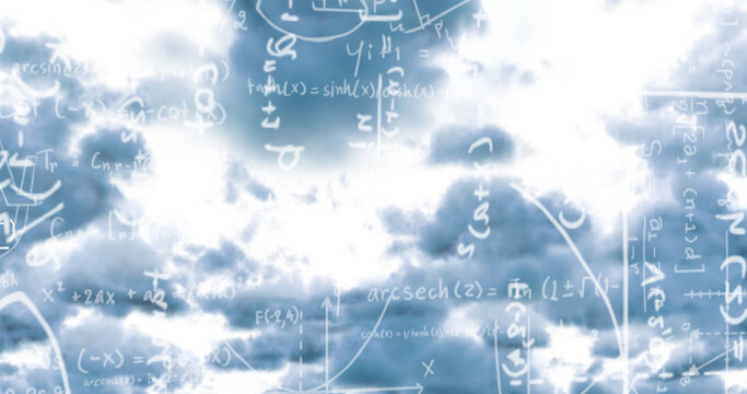 Image of light bulb with scientific formulae and data processing