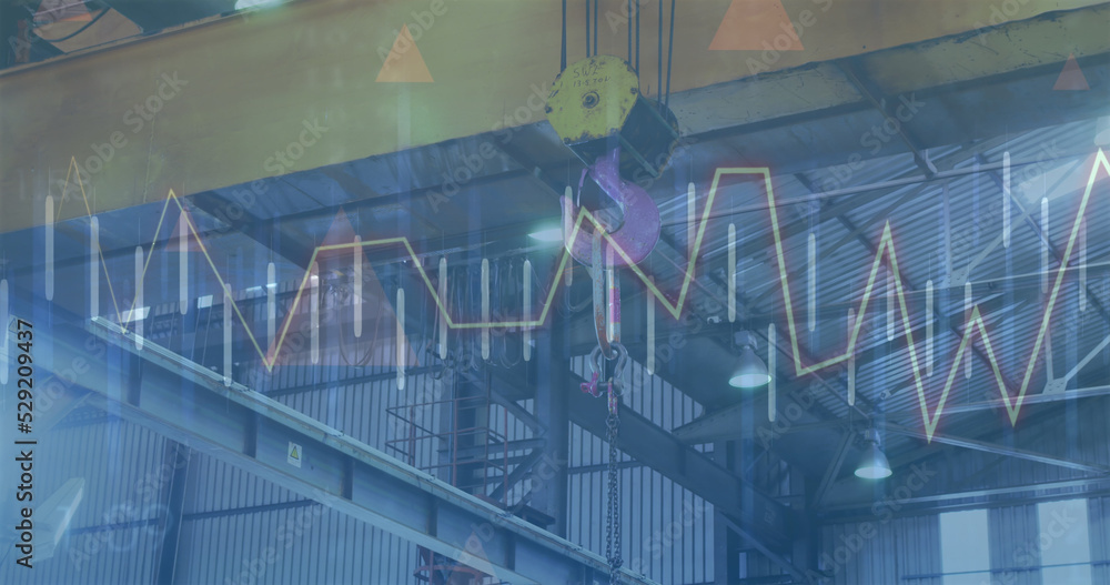 Poster image of digital data processing and glowing lights over crane