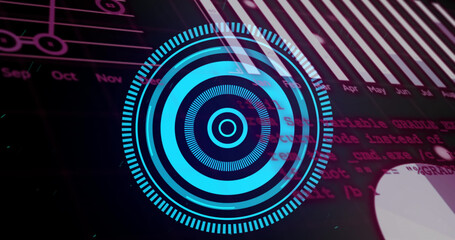 Fototapeta premium Image of digital data processing and scan scoping over clack background