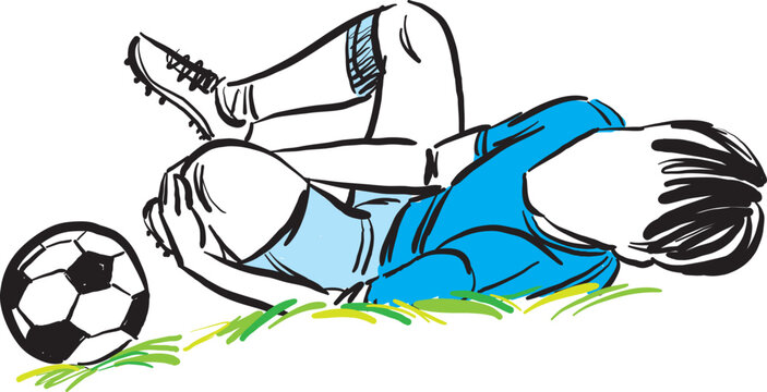 soccer player injury playing sport health concept vector illustration