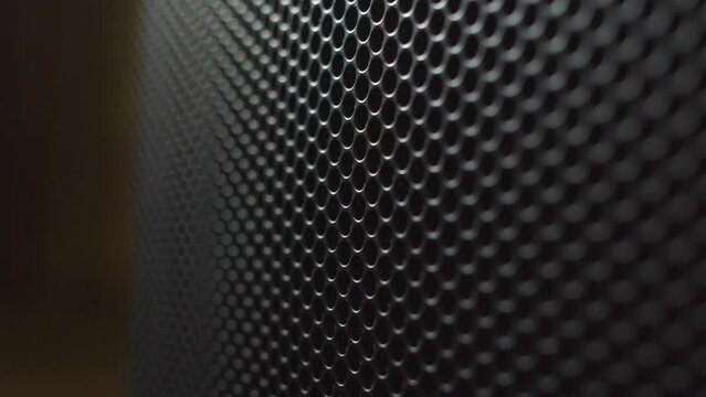 Close up shot of a round speaker