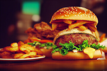 hamburger on a plate