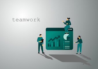 Teamwork vector Illustration. Conceptual business story. teamwork abstract metaphor, partnership, collaboration, solving problems, effective business solutions.