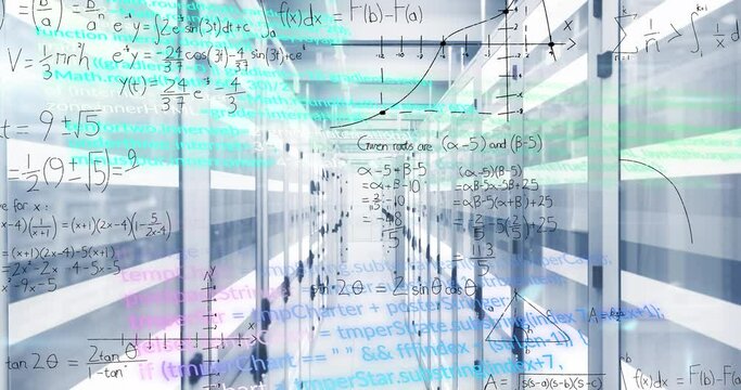 Animation of mathematical equations and data processing over computer servers