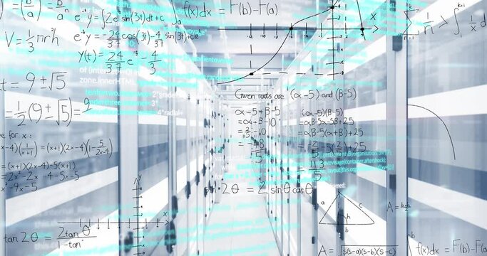 Animation of mathematical equations and data processing over computer servers